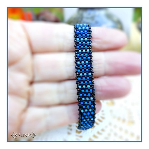 Bracelet tissage perles de rocaille japonaises chainette et mousqueton acier inoxydable (#bc403)