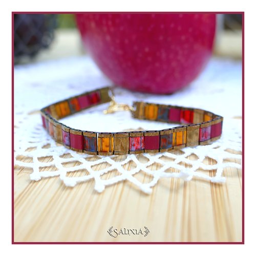 Bracelet tissé perles tila mat et brillantes fermoir au choix : toggle ou mousqueton (#bc404)
