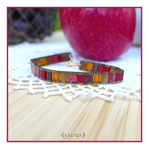 Bracelet tissé perles tila mat et brillantes fermoir au choix : toggle ou mousqueton (#bc404)