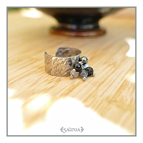 Bague découpe laser en acier inoxydable breloques pierres fines (#bg29)