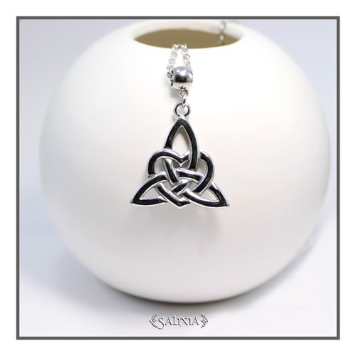 Collier pendentif celtique triskel porte bonheur et talisman chaine et mousqueton entièrement en acier inoxydable (#c314)