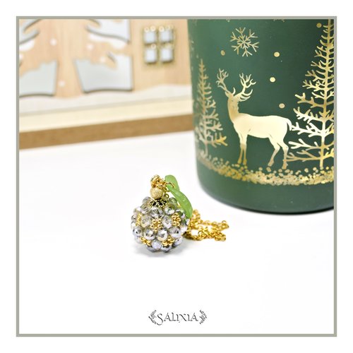 Collier collection "sweet berries" pendentif perles black diamond chaine et fermoir acier inoxydable doré à l'or fin 24 carats (#c337)