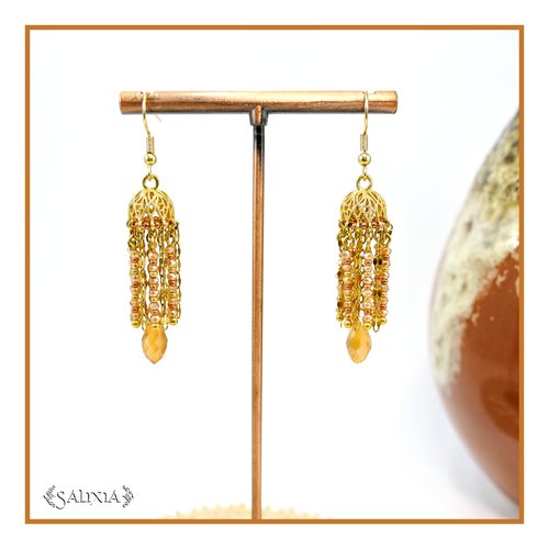 Boucles d'oreilles ethniques d'inspiration indienne "jhumka"  plaqué or crochets acier inoxydable doré (#bo895)
