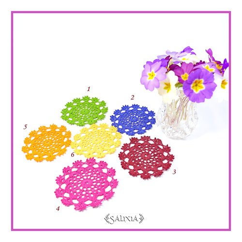 Série  "harlequin" 6 petits napperons dentelle au crochet d'art (en lot ou unitaire) - sous-verres / bibelots / décoration