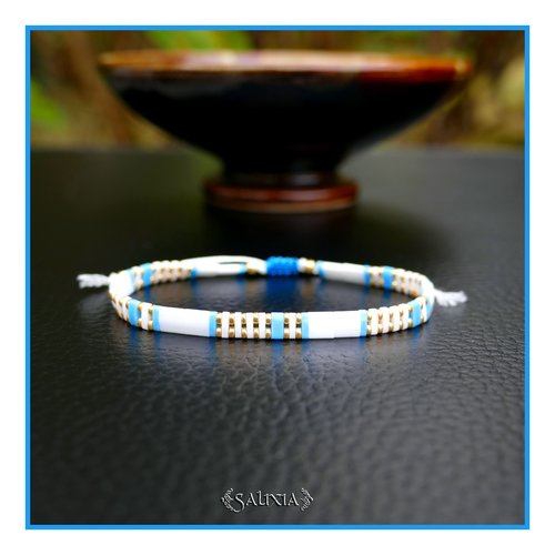 Bracelet tila blanc turquoise et doré (#bc433)