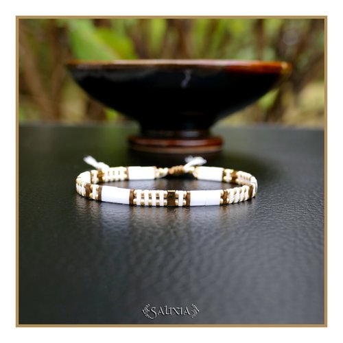 Bracelet tila blanc bronze et doré (#bc435)