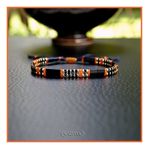 Bracelet tila noir orange et doré (#bc436)
