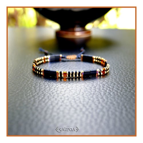 Bracelet tila noir topaze et doré (#bc437)