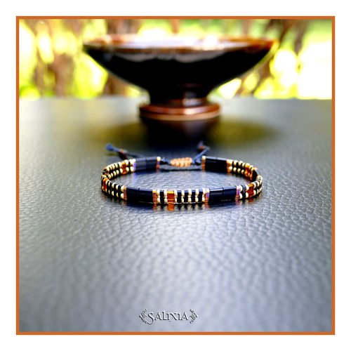 Bracelet tila noir topaze et doré (#bc437)