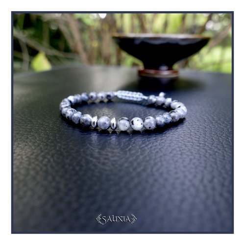 Bracelet pierres fines de labradorite perles heishi acier inoxydable (#bc473.a)