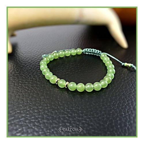 Bracelet pierres fines d'aventurine verte perles heishi acier inoxydable doré (#bc483)