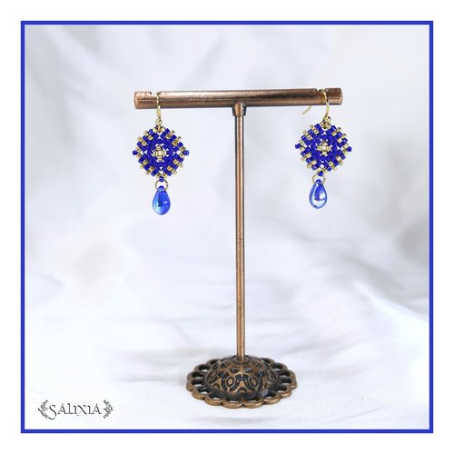 Boucles d'oreilles granny square perles de verre japonaises crochets ou dormeuses acier inoxydable doré (#bo982)