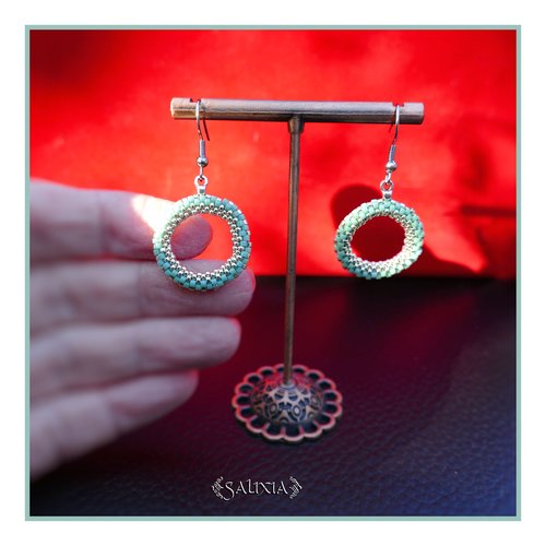 Boucles d'oreilles créoles tissées à l'aiguille perles de verre japonaises crochets ou dormeuses acier inoxydable (#bo996)