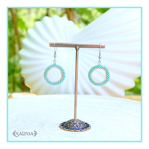 Boucles d'oreilles anneaux tissés à l'aiguille perles de verre japonaises crochets ou dormeuses acier inoxydable (#bo996)