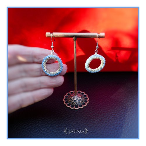 Boucles d'oreilles créoles tissées à l'aiguille perles de verre japonaises crochets ou dormeuses acier inoxydable (#bo997)