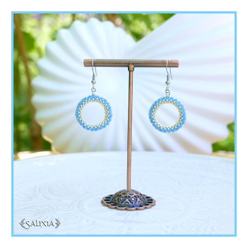 Boucles d'oreilles anneaux tissés à l'aiguille perles de verre japonaises crochets ou dormeuses acier inoxydable (#bo997)