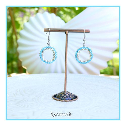 Boucles d'oreilles anneaux tissés à l'aiguille perles de verre japonaises crochets ou dormeuses acier inoxydable (#bo1001)
