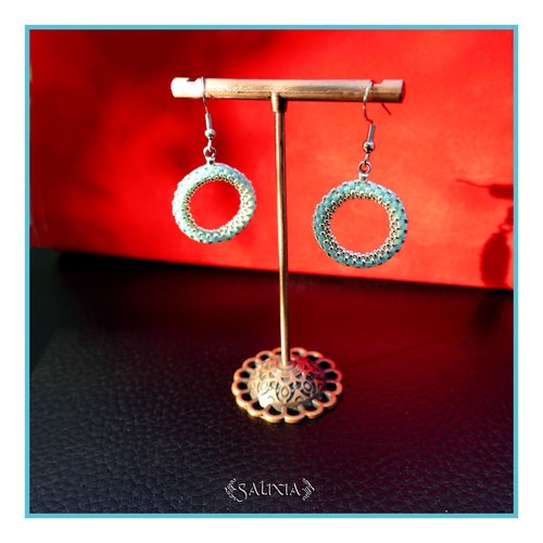 Boucles d'oreilles créoles tissées à l'aiguille perles de verre japonaises crochets ou dormeuses acier inoxydable (#bo1005)