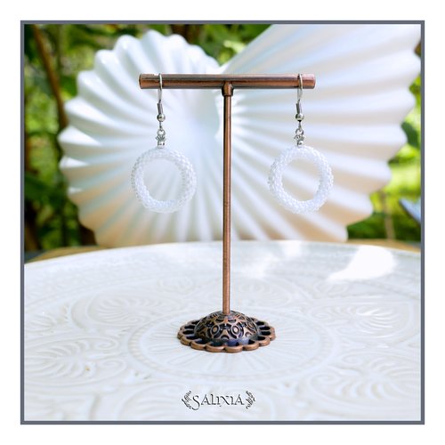 Boucles d'oreilles anneaux tissés à l'aiguille perles de verre japonaises crochets ou dormeuses acier inoxydable (#bo1018)