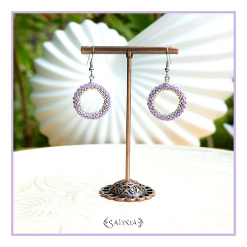 Boucles d'oreilles anneaux tissés à l'aiguille perles de verre japonaises crochets ou dormeuses acier inoxydable (#bo1023)