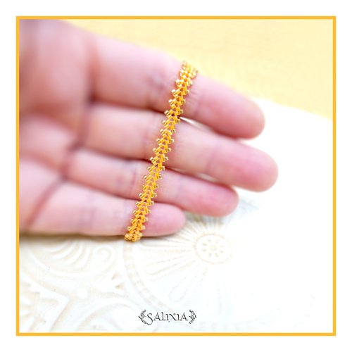 Bracelet fin tissé à l'aiguille perles de verre japonaises mangue lumineux fermoir acier inoxydable doré à l'or fin 18 carats (#bc541)