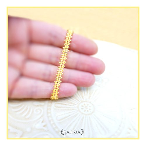 Bracelet fin tissé à l'aiguille perles de verre japonaises citron lumineux fermoir acier inoxydable doré à l'or fin 18 carats (#bc542)