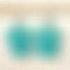 Boucles d'oreilles perles plates turquoise et toupie cristal bleu