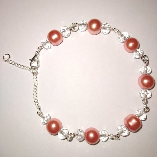 Bracelet perle cristal saumon