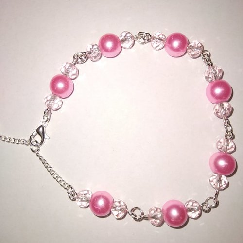Bracelet perle cristal rose