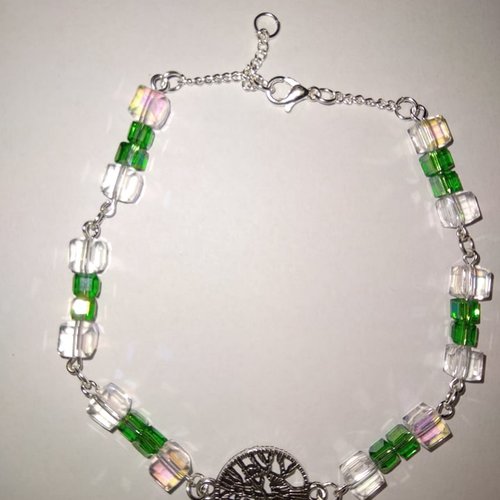 Bracelet perle cube vert