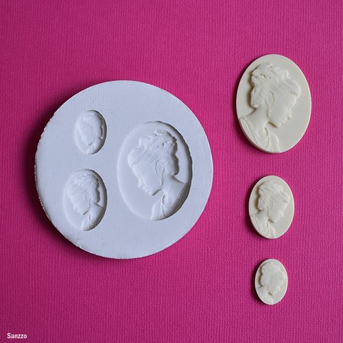 Moule en silicone 3 bijoux camées