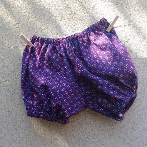 Maillot de bain, bloomer bébé aux jolies couleurs tonique, tissu imprimé violet 