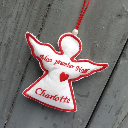 Ange personnalisé, cadeau premier noël, à suspendre dans le sapin de noël, saperlipopette création