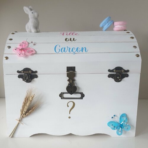 Urne gender reveal personnalisée, voter et dévoiler le sexe de bébé, avec cadenas, saperlipopette création