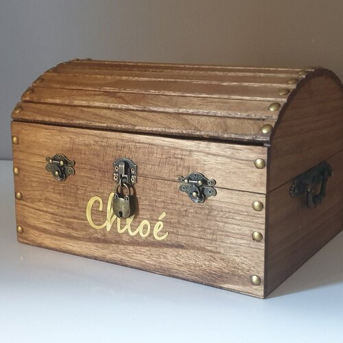 Tirelire personnalisée en bois, cadeau enfant personnalisé avec cadenas, saperlipopette création
