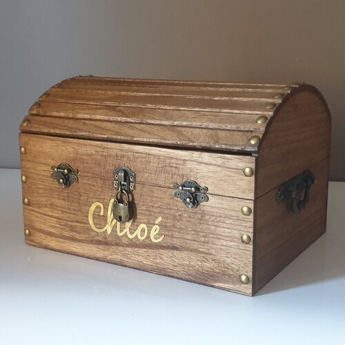 Boite à secret personnalisée coffre bois - fermeture avec cadenas
