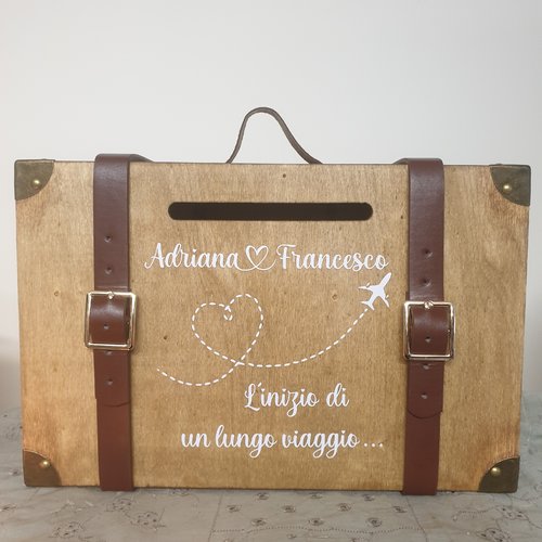 Urne valise personnalisée – mariage, anniversaire ou départ en retraite – thème voyage rétro – saperlipopette créations
