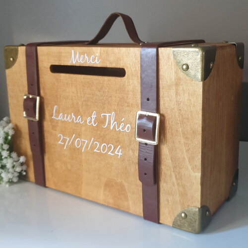 Urne valise ancienne, thème voyage vintage, saperlipopette créations
