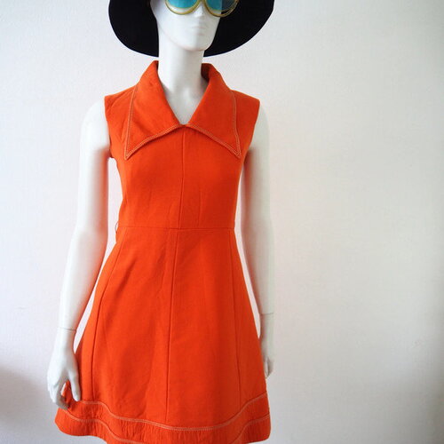Robe orange col pelle à tarte vintage années 70's