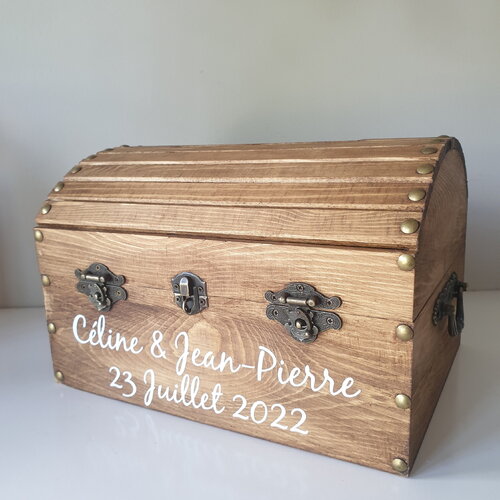 Capsule temporelle coffre en bois personnalisée, avec cadenas, boite à souvenir mariage, anniversaire, saperlipopette création