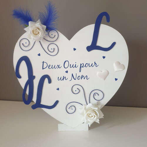 Grande urne cœur bleu roi personnalisée saperlipopette création