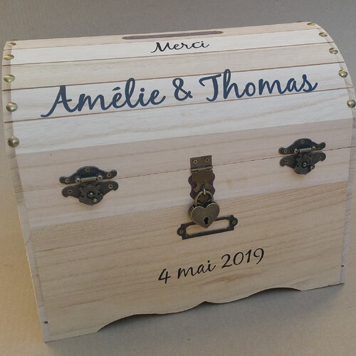 Grande urne, coffre bois naturel, boite à enveloppes, boite à souvenir, mariage thème champêtre, personnalisé saperlipopette création