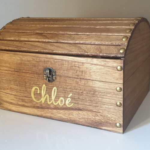 Coffre à trésor pirate bois, cadeau personnalisé, boite à souvenir avec cadenas, saperlipopette création