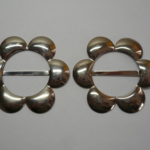 Boucle de ceinture métal argenté , 4/7.5 cm , vintage , b1