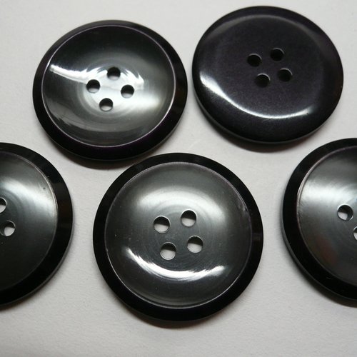 Boutons gris acier moyen , reflets satiné , 2.8 cm , neufs , b70