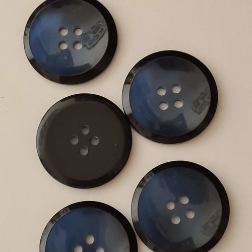 Boutons bleu bleuet foncé , tour noir , neufs , 2.5 cm , b175