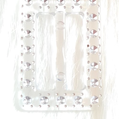 Boucle de ceinture , plastique transparent et argenté , bc 41