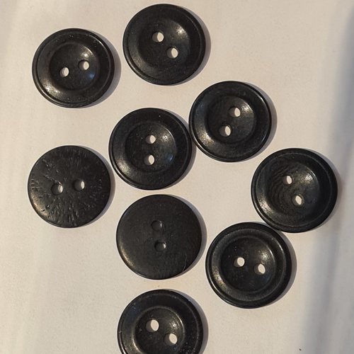 Boutons ronds , plats , noirs , 1.3 cm, b187