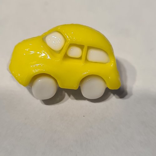 Boutons en forme de voiture , jaune et blanc , b243