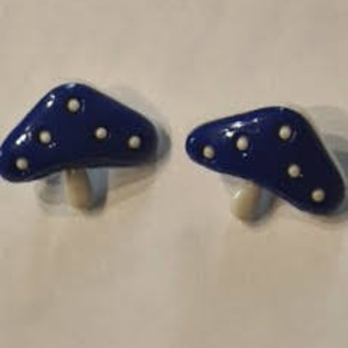 Boutons champignon bleu et blanc , 1.8 cm 1.4 cm , neuf , b263